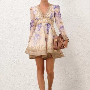 Zimmermann Flattering V-neck long sleeve mini dress Size 2